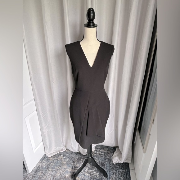 Formal Black Dress with Pleated Accents - Picture 1 of 5